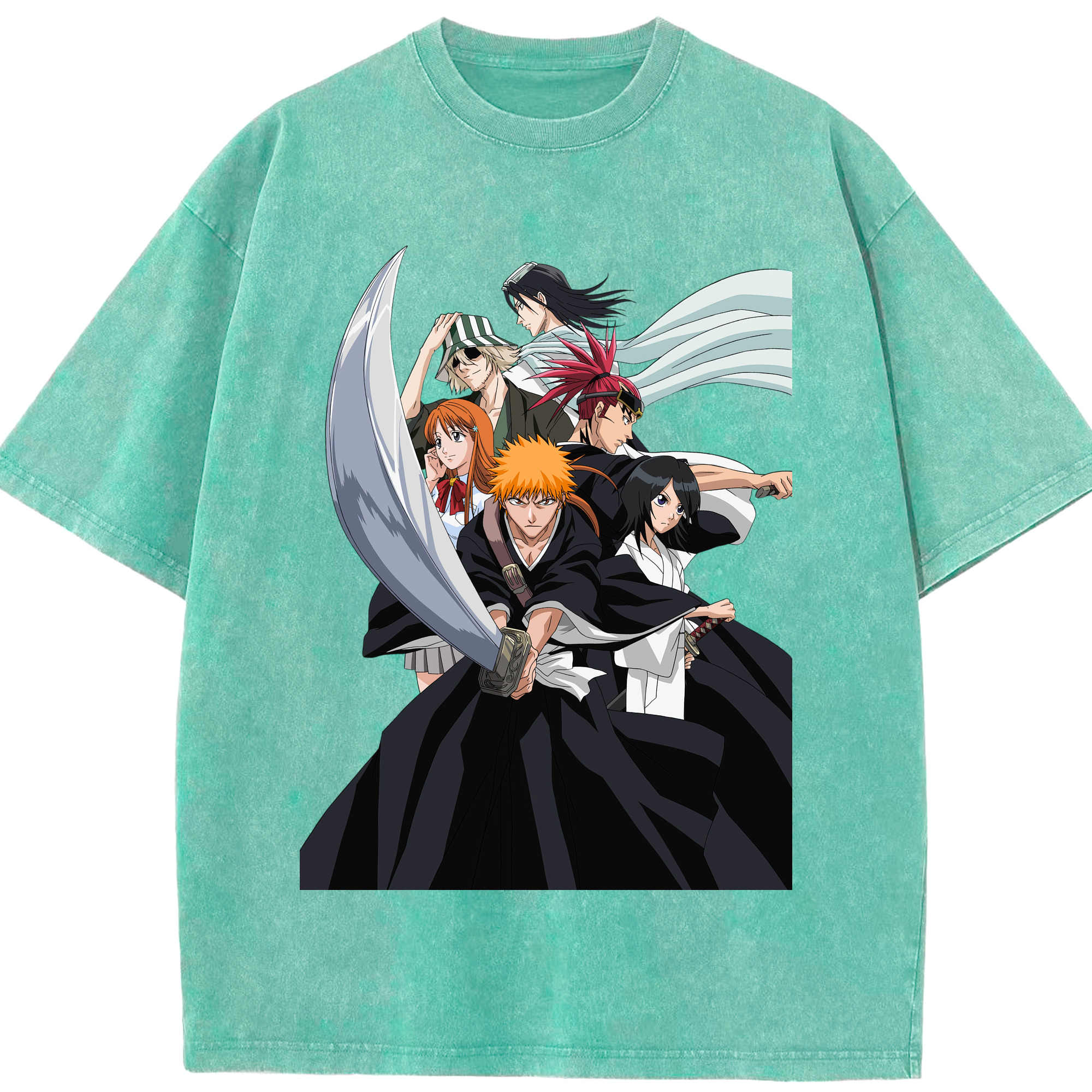 （画像用） ブリーチ 黒崎一護（くろさき いちご）BLEACH Kurosaki Ichigo 綿100% ヴィンテージ風 半袖Tシャツ（フロントプリント）